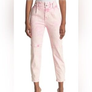 Veronica Beard Monika Tapered Acid Wash Jeans Pale Pink High Rise Size 27 (4)
